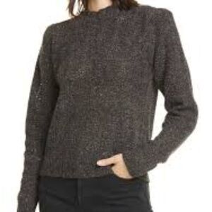 Joie Gray Wool Silk Blend Pullover Sweater Crew Neck Keyhole Back Detail S
